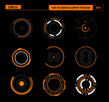 HUD FUI Design element, Circle for game and movie decoration, Cyber technology futuristic concept for user interface designのイラスト素材
