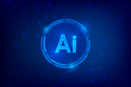 Abstract background for Ai Artificial Intelligence cyber technology futuristic concept on the dark blue background vector illustrationのイラスト素材