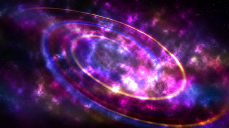Stars of a planet and galaxy in a free space. 3D renderingの写真素材