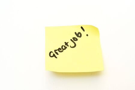 great job written on a yellow post it noteの写真素材