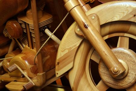 detail of a wooden handmade bikeの写真素材