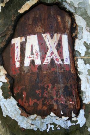 an old rusted taxi stand の写真素材