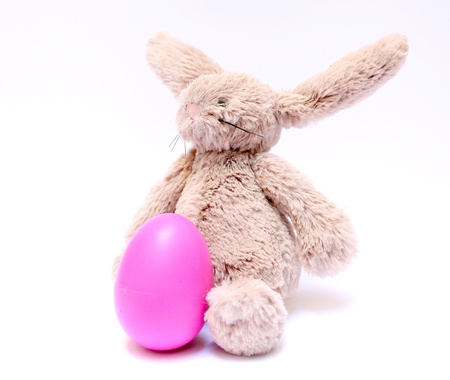 Easter Bunny and his pink eggの写真素材