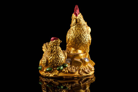 Golden Chicken Give luckyの写真素材