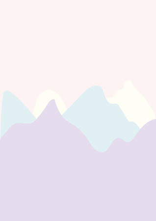 Forest landscape illustration in flat style with design hill. Fantastic Color layers background. Banner template for mobile phone screen saver theme, lock screen, and wallpaper.の写真素材