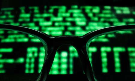 Glasses and monitorの写真素材