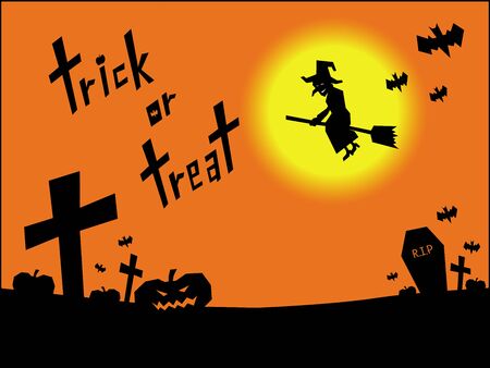 trick or treat, witch cartoon character walk in graveyardの写真素材