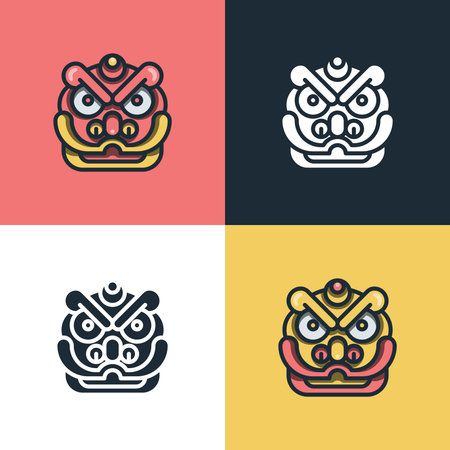 Lion dance vector illustration perfect for Chinese New Year contentのイラスト素材