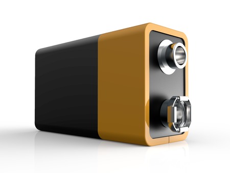 9V battery isolated on a white back groundの写真素材