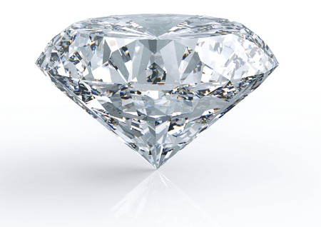one diamond isolated on a white back groundの写真素材