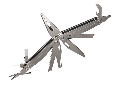 pliers with multipurpose tools isolated on white background.