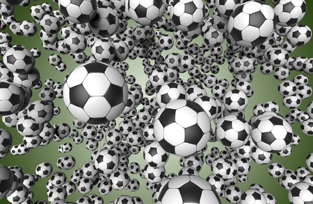 lot of soccer balls isolated on a back gound.の写真素材