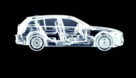 x-ray car isolated on a black background