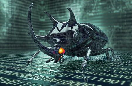 digital safety concept computer bug in electronic environment.