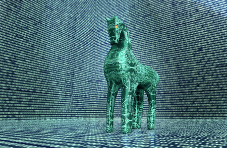 computer safety concept, trojan horse in electronic environment.の写真素材