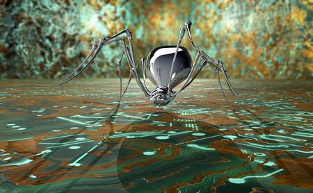digital safety concept computer bug in electronic environment, 3D illustration