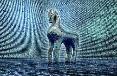 computer safety concept, trojan horse in electronic environment.の写真素材