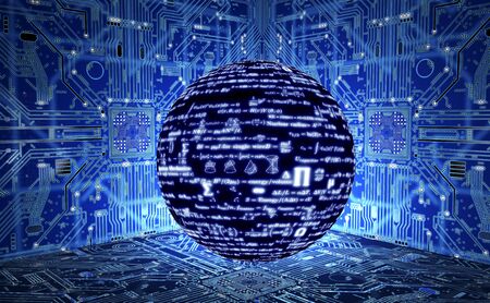 the inside of a computer or electronic environment, 3D illustration
