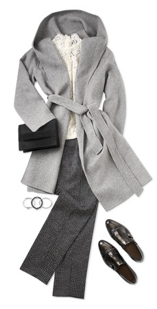 female clothing with shoes isolated on white.の写真素材