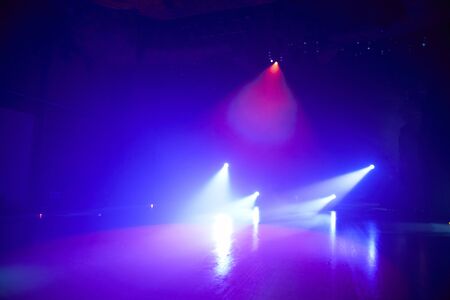 ice floor with stage spotlights for ice dancing.の写真素材