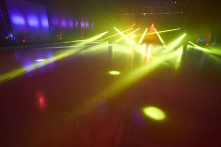 ice floor with stage spotlights for ice dancing.の写真素材