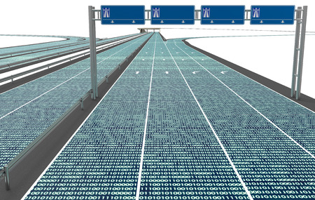 self driving electronic computer road, 3d illustration