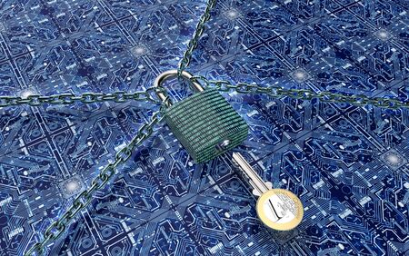 malware or ransomware attack concept padlock with money, clipping path, 3d illustration