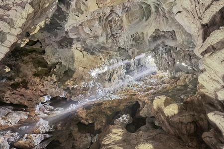 beautiful and large limestone cave in vietnam.の写真素材