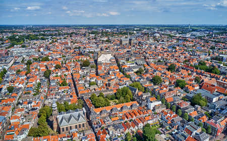view from high above on the city of Haarlemの写真素材