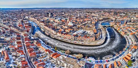 Netherlands, Haarlem - 20-03-2021: view from high above on the city of Haarlemのeditorial素材