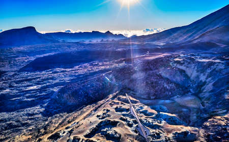 View of unique unique rock formation on the famous del Teide mountain volcano summit. Teide National Park, Tenerife, Canary Islands, Spain.の写真素材