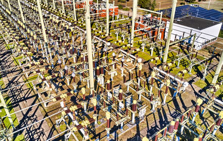 electricity terminal with Electrical connection with large copper bars of a high voltage.