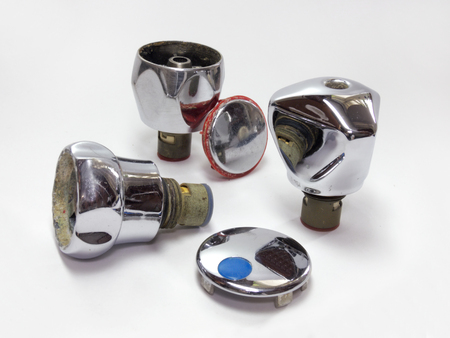 Different handles for water faucets and mounted ceramic shut-off valvesの写真素材