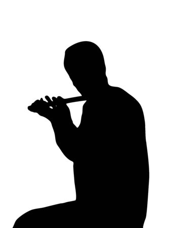 The silhouette playing a fluteのイラスト素材