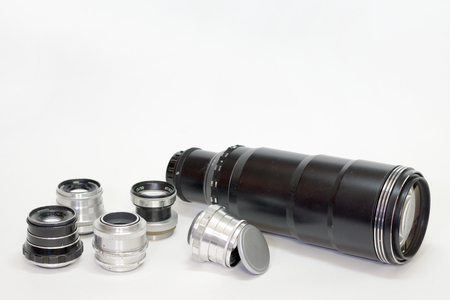 set of versatile vintage lenses for a variety of occasions of shootingの写真素材