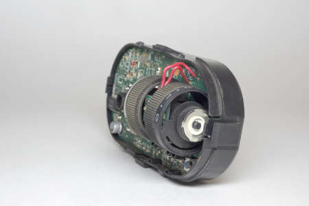 car headlight position control module inner electronic parts, leveler and brightness wheel on main...