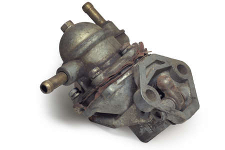 old car fuel pump of carburetor automotive, on white background, with clipping pathの写真素材