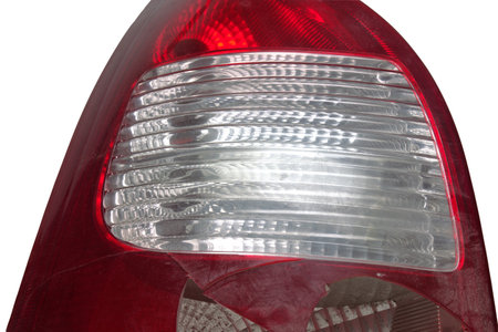 tail light of station wagon body car. broken. closeup on reverse lights. isolated on white backgroundの写真素材