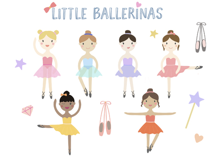 Little ballerina girls vector clip artのイラスト素材