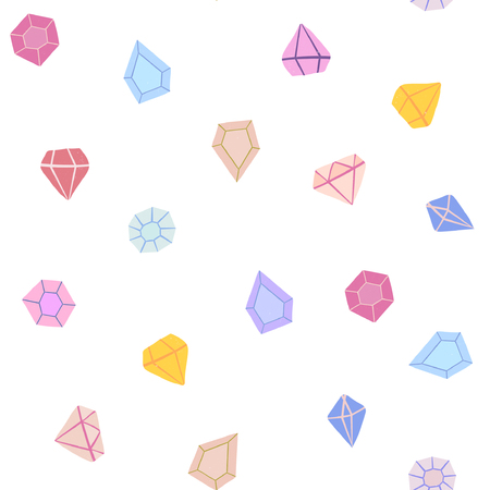Cute bright hand drawn gemstones seamless vector patternのイラスト素材