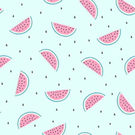 Watermelon slices in on a light blue backgroundのイラスト素材