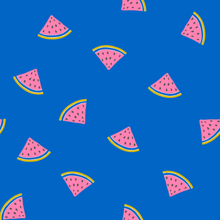 Watermelon slices in on a bright blue backgroundのイラスト素材