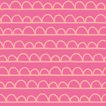 Cute abstract seamless pattern scallops in cream and pinkの写真素材