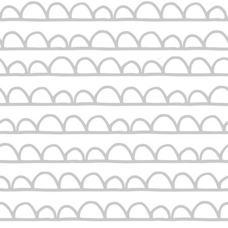 Cute abstract seamless pattern scallops grey on white backgroundの写真素材
