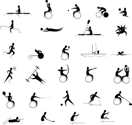 competition for athletes with disabilities games set isolated on white backgroundのイラスト素材
