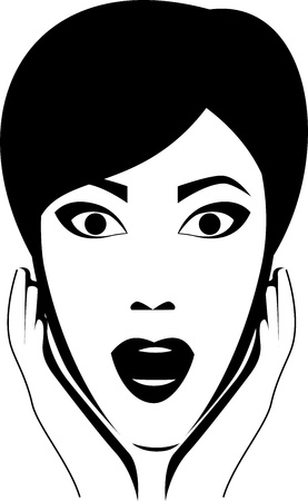 Delighted woman face on white backgroundのイラスト素材