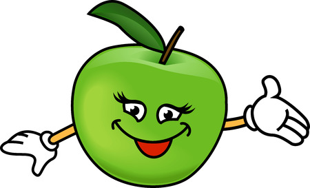 Cartoon happy apple isolated on white backgroundのイラスト素材