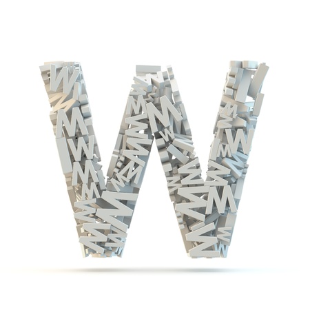White uppercase letter W isolated on white. Part of high resolution graphical alphabet set.の写真素材