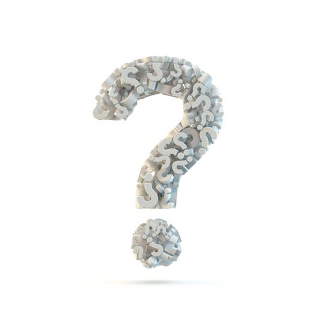 White question mark isolated on white. Part of high resolution graphical punctuation set.の写真素材