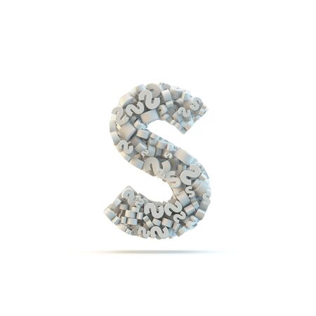White lowercase letter s isolated on white. Part of high resolution graphical alphabet set.の写真素材
